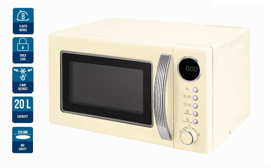 Cuptor cu microunde, Control digital, 20l, 700 W, Display LED, 8 programe, 10 niveluri de putere, Functie dezghetare