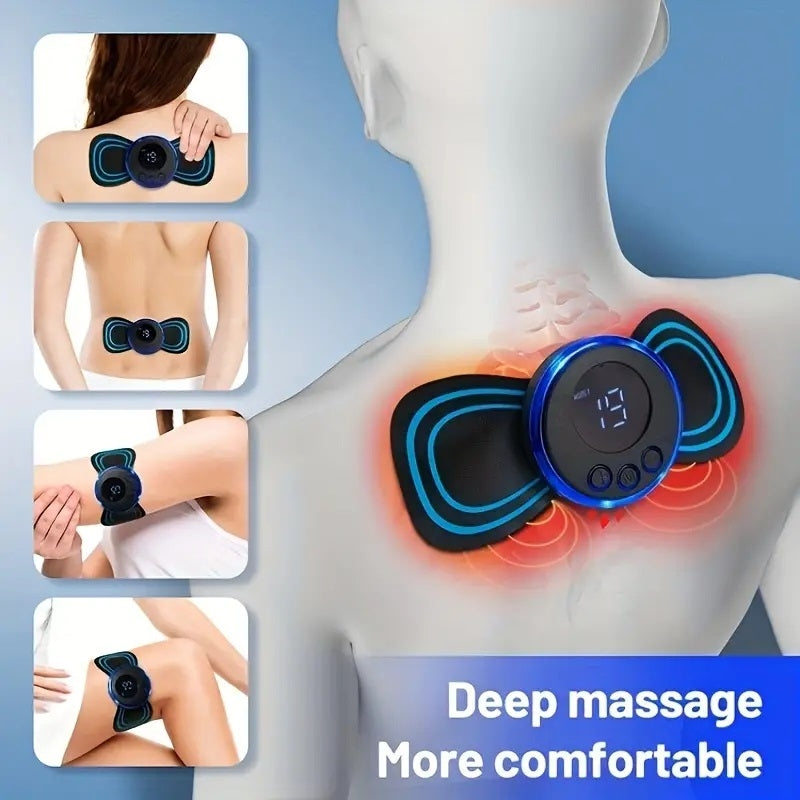 Mini aparat de masaj EMS cu electrostimulare portabil, pentru ameliorarea durerilor, 8 programe, acumulator incorporat