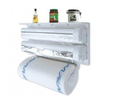 Dispozitiv 4in1, Dispenser triplu pentru folie aluminiu, folie strech si rola servetele cu spatiu depozitare