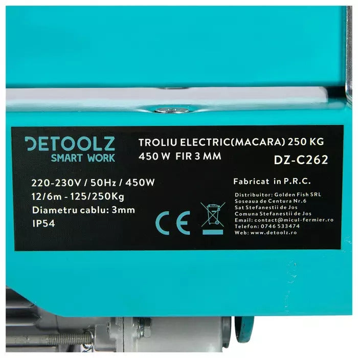 Troliu electric Detoolz – Ridică rapid până la 250 kg fără efort!
