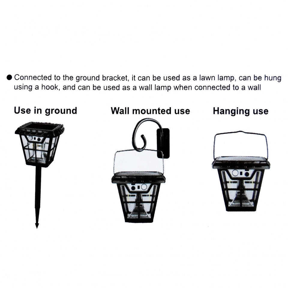 Felinar Solar Versatil cu 3 Moduri de Iluminare LED: Ideal pentru Casă sau Grădină, Tungsten, RGB și Senzor de Mișcare