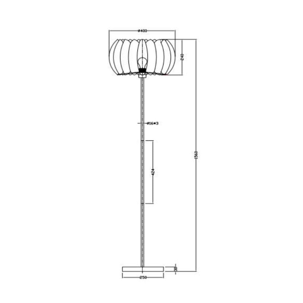 Lampadar SPENCER cu Abajur din Fetru, Negru, Ø40 cm, 1 x E27