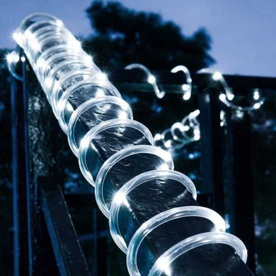 Furtun Luminos LED cu Încărcare Solară – 10 m, Lumină Alb Rece, Pentru Exterior