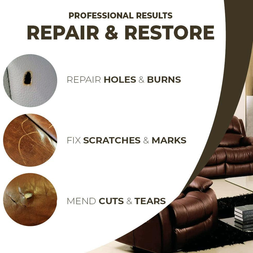 Kit pentru reparat materiale din piele naturala si sintetica, reconditionare scaune auto, 7 culori
