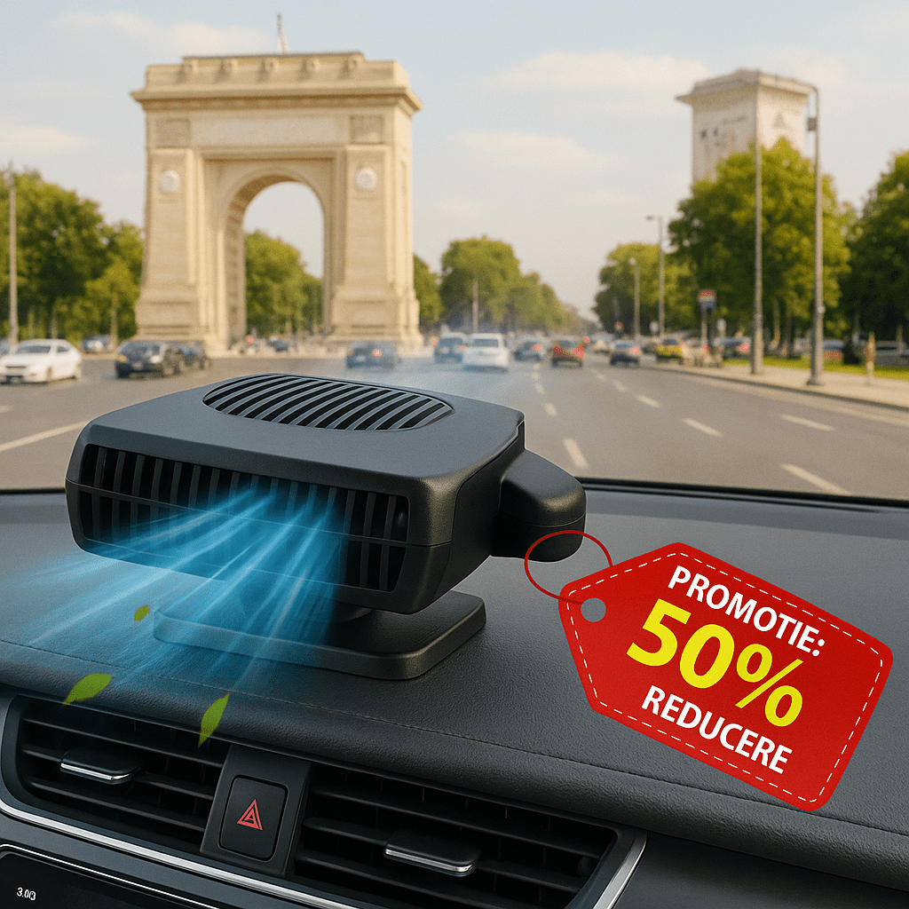 Ventilator Auto cu Funcție de Răcire și Încălzire – 12V, Compact și Eficient