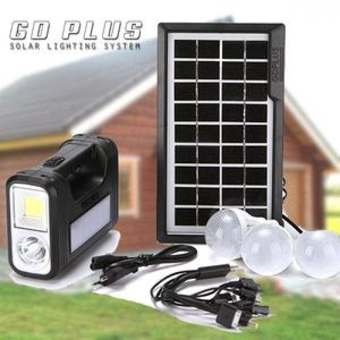 Kit Solar cu panou voltaic, Lanterna LED,3 Becuri 6V4Ah 8028