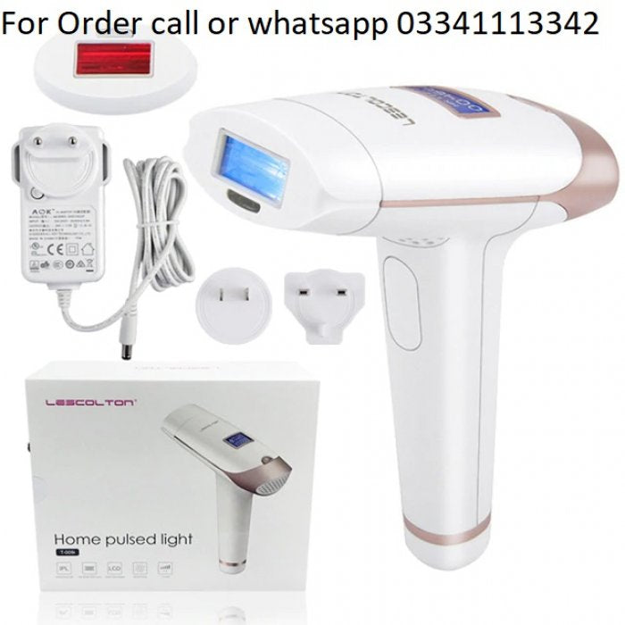 Epilator IPL cu 300.000 de pulsatii, 5 trepte de intensitate, 2 capete incluse, alb