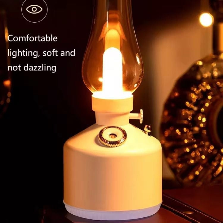 Mini Umidificator de Aer Tip Felinar Vintage cu Lumină LED Multicoloră