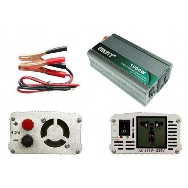 Invertor Auto 1000W Belttt, 12V la 220V, cu Alarmă Baterie Descărcată și Protecție la Supraîncălzire