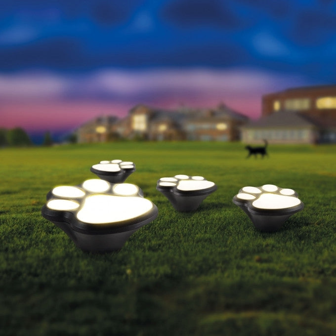 Set 4 lampi solare LED pentru gradina - model amprentă lăbuțe de câine