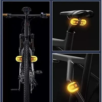 Sistem de semnalizare fara fir, detasabil cu 3 moduri de iluminare si avertizare sonora pentru bicicleta