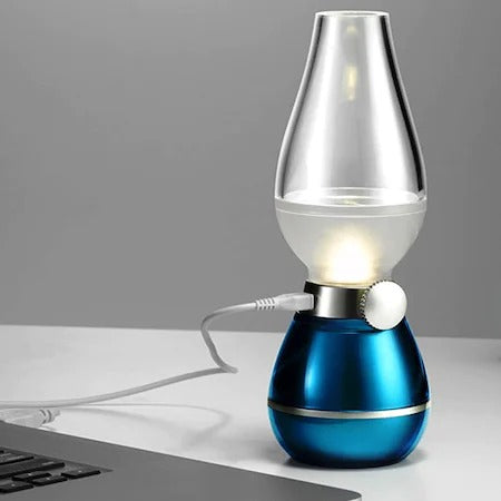 Lampa retro cu 3 LED-uri, 5 trepte de luminozitate, reincarcabila prin USB. Stingere/Aprindere prin suflare
