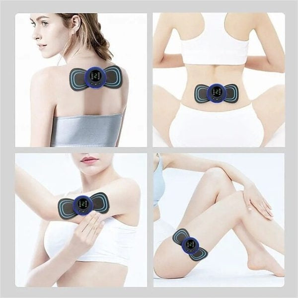 Mini aparat de masaj EMS cu electrostimulare portabil, pentru ameliorarea durerilor, 8 programe, acumulator incorporat