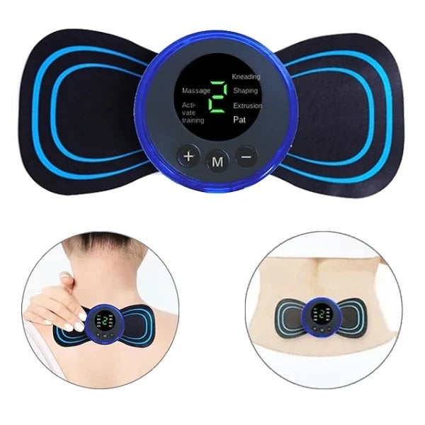 Mini aparat de masaj EMS cu electrostimulare portabil, pentru ameliorarea durerilor, 8 programe, acumulator incorporat