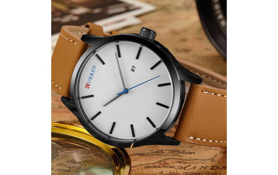 Ceas barbatesc Elegant curea piele PU afisare data