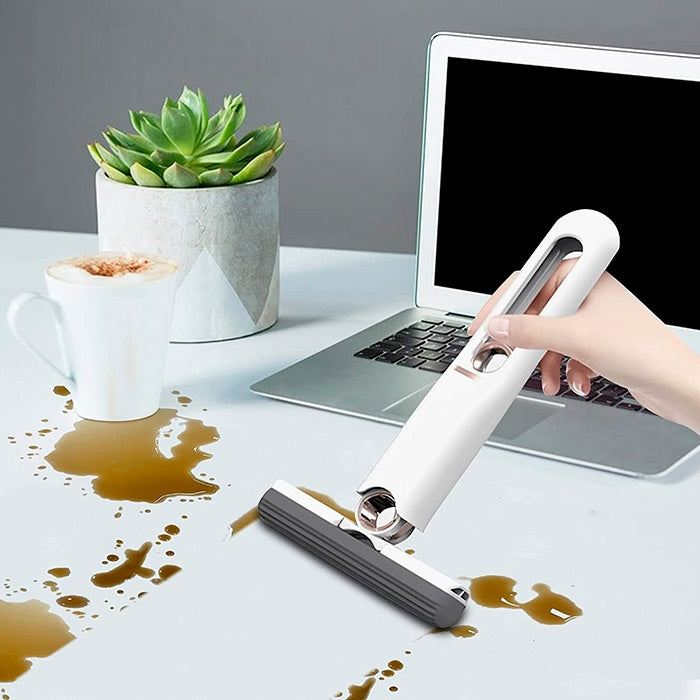 Mini mop cu lavetă super absorbantă pentru mobilier - Curățare ușoară cu o singură mână