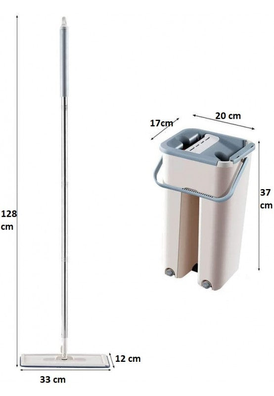 Mop plat, galeata cu 2 cuve pentru spalare si stoarcere rapida, 2 rezerve incluse, rotire 360 grade