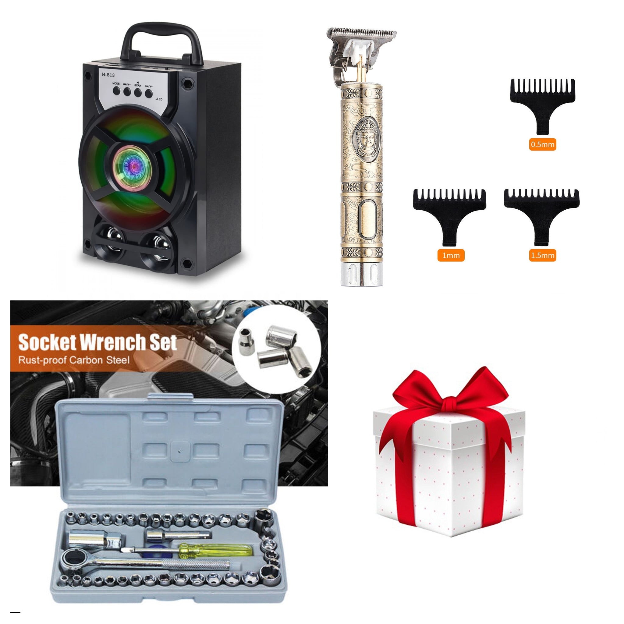Oferta Promo - Boxa Portabila Bluetooth Radio si Mp3 - Trusa chei tubulare si biti cu surubelnita clicket - Aparat tuns cu acumulator si 4 moduri ajustare - Cadou