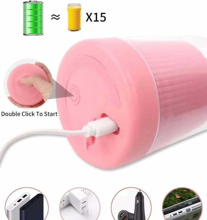 Mini Blender Portabil cu acumulator incorporat - Smoothie & Shake, 4 Lame Otel Inoxidabil, Incarcare,USB, capacitate 300 ml