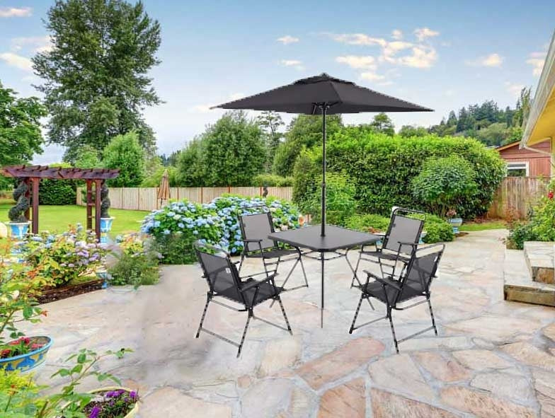 Set mobilier gradina sau terasa: Masa, 4 scaune si umbrela - Lichidare stoc