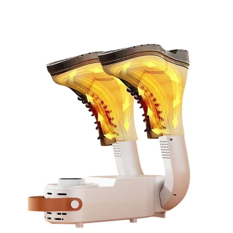 Uscător Electric de Pantofi Pliabil cu Aer Cald 360°, Sterilizare și Timer, Alb