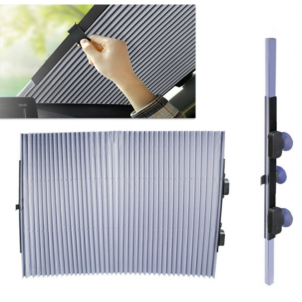 Parasolar Auto Retractabil, Fixare Ventuze, Aluminiu, 150 x 70 cm, Universal