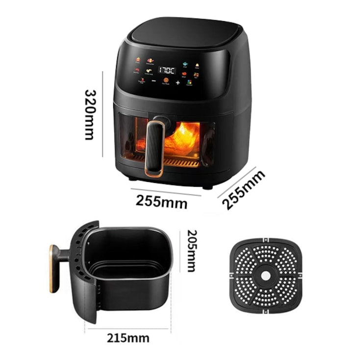 Friteuză cu Aer Cald Tip Cuptor 8 Litri, Display Digital, Funcție de Coacere