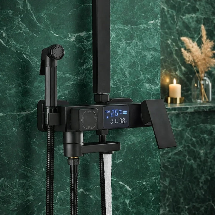 Coloană de Duș Premium cu Afișaj Digital LCD al Temperaturii, 5 Funcții