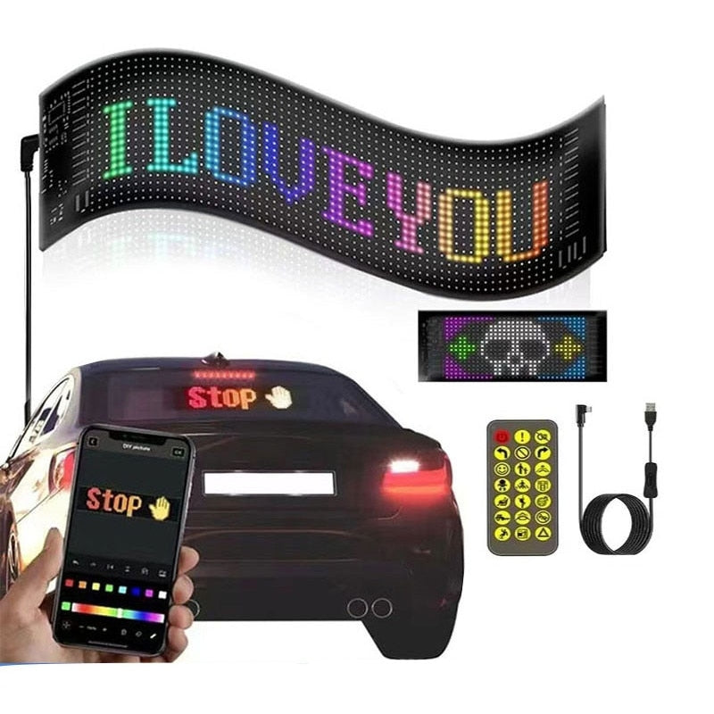 Ecran LED Flexibil pentru Mașină, Control din Aplicație, Mesaje și Animații Color, 16 x 96 Pixeli