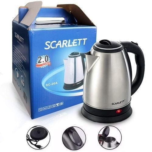 Fierbător Electric Scarlett KMS2 din Inox, 2 Litri, 1500W, cu Oprire Automată