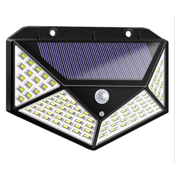 Lampă Solară cu Senzor de Mișcare, 100 LED-uri, Unghi 120°, Baterie 1800 mAh