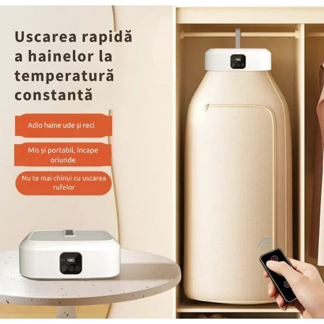 Uscător Electric de Rufe 600W, Capacitate 10 kg, Timer 1–8 Ore și Sterilizare UV