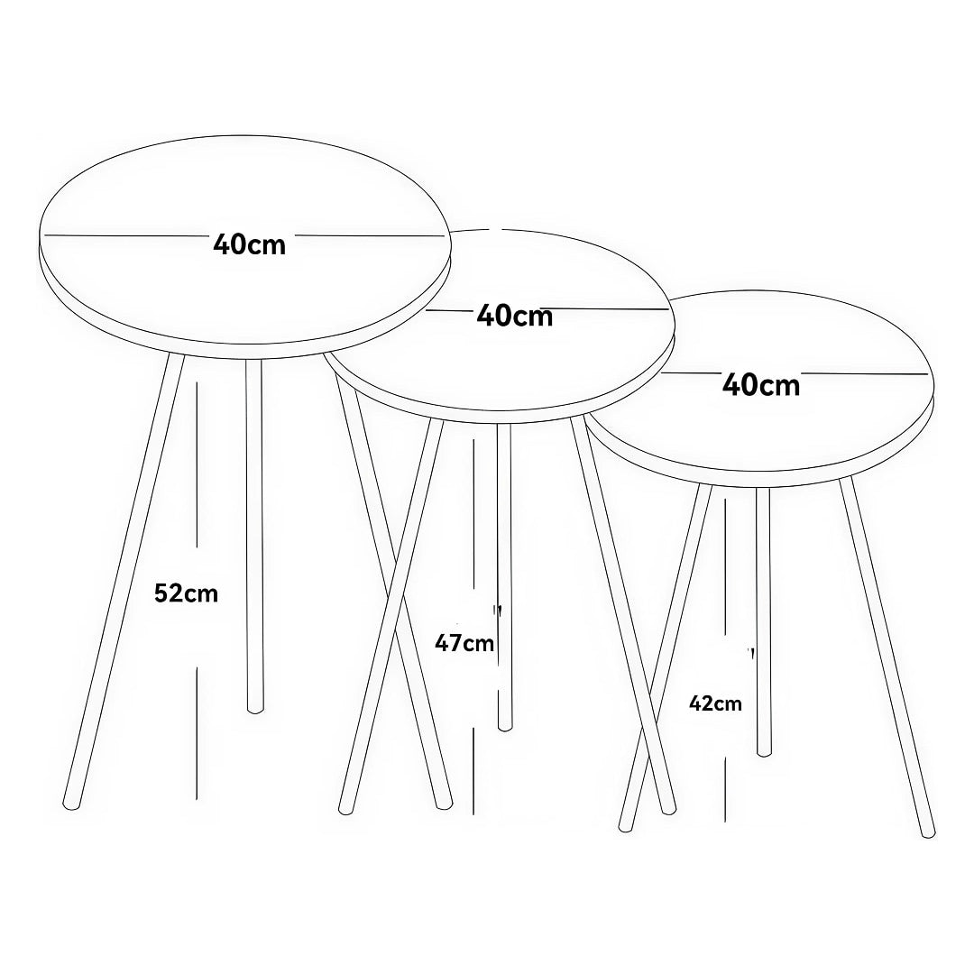 Set 3 Măsuțe de Cafea Rotunde Nesting, Blat cu Efect de Marmură Albă, Cadru Metalic Auriu
