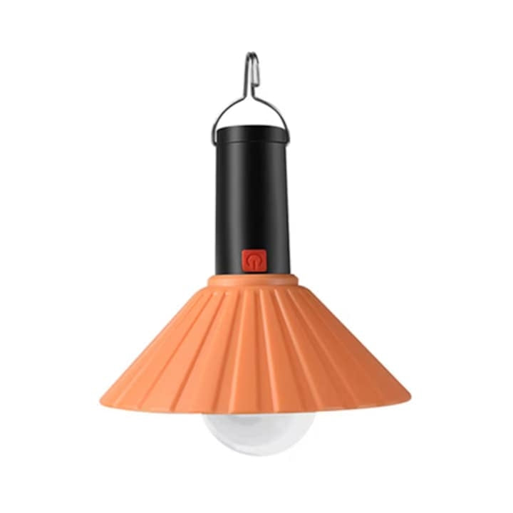Lampă LED de Camping Tip Bec, Lumină Caldă 3000K, Reîncărcabilă USB-C, cu Cârlig