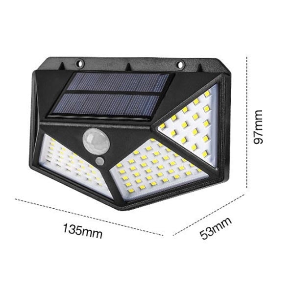 Lampă Solară cu Senzor de Mișcare, 100 LED-uri, Unghi 120°, Baterie 1800 mAh