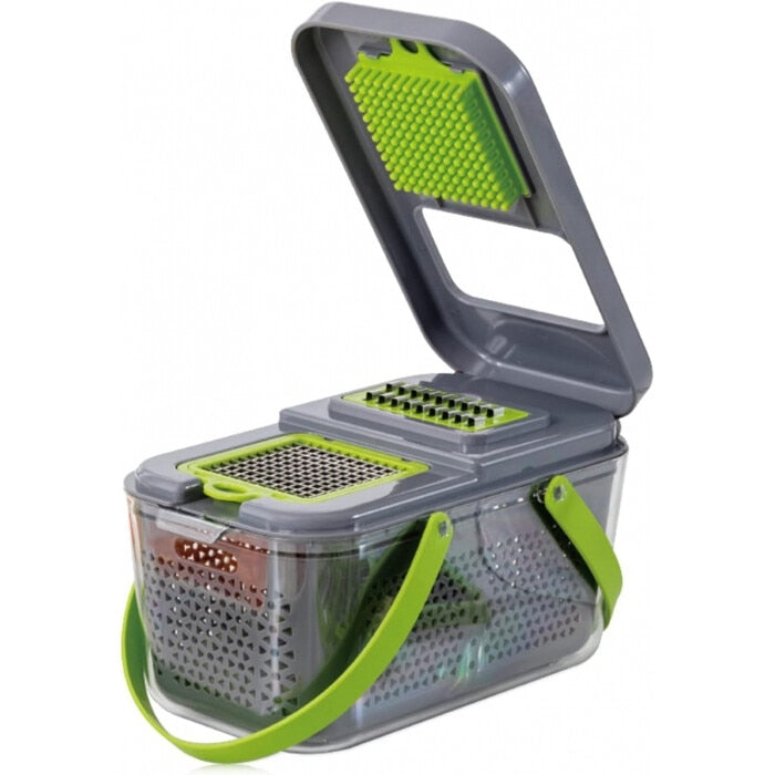 Răzătoare Multifuncțională 22 Piese cu Lame din Inox, Recipient, Separator de Ou și Protecție Mâini