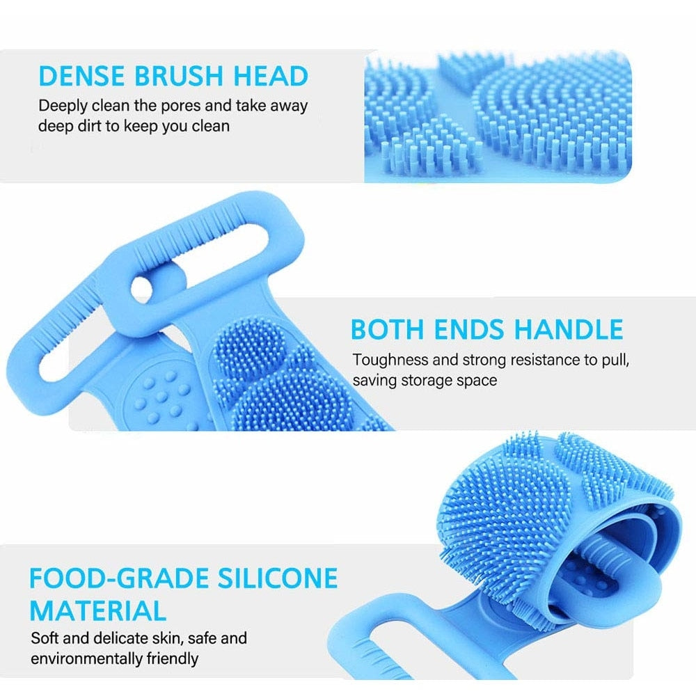 Perie de Duș din Silicon Tip Bandă pentru Spate, 70 cm, cu Efect de Masaj