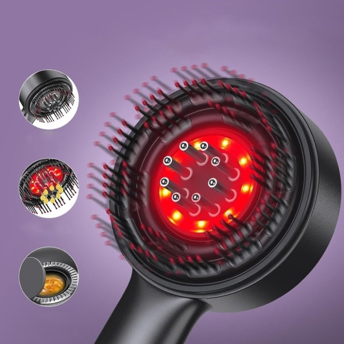 Perie Electrică pentru Scalp cu Masaj, Aplicator de Ulei și Lumină LED, 3 Moduri
