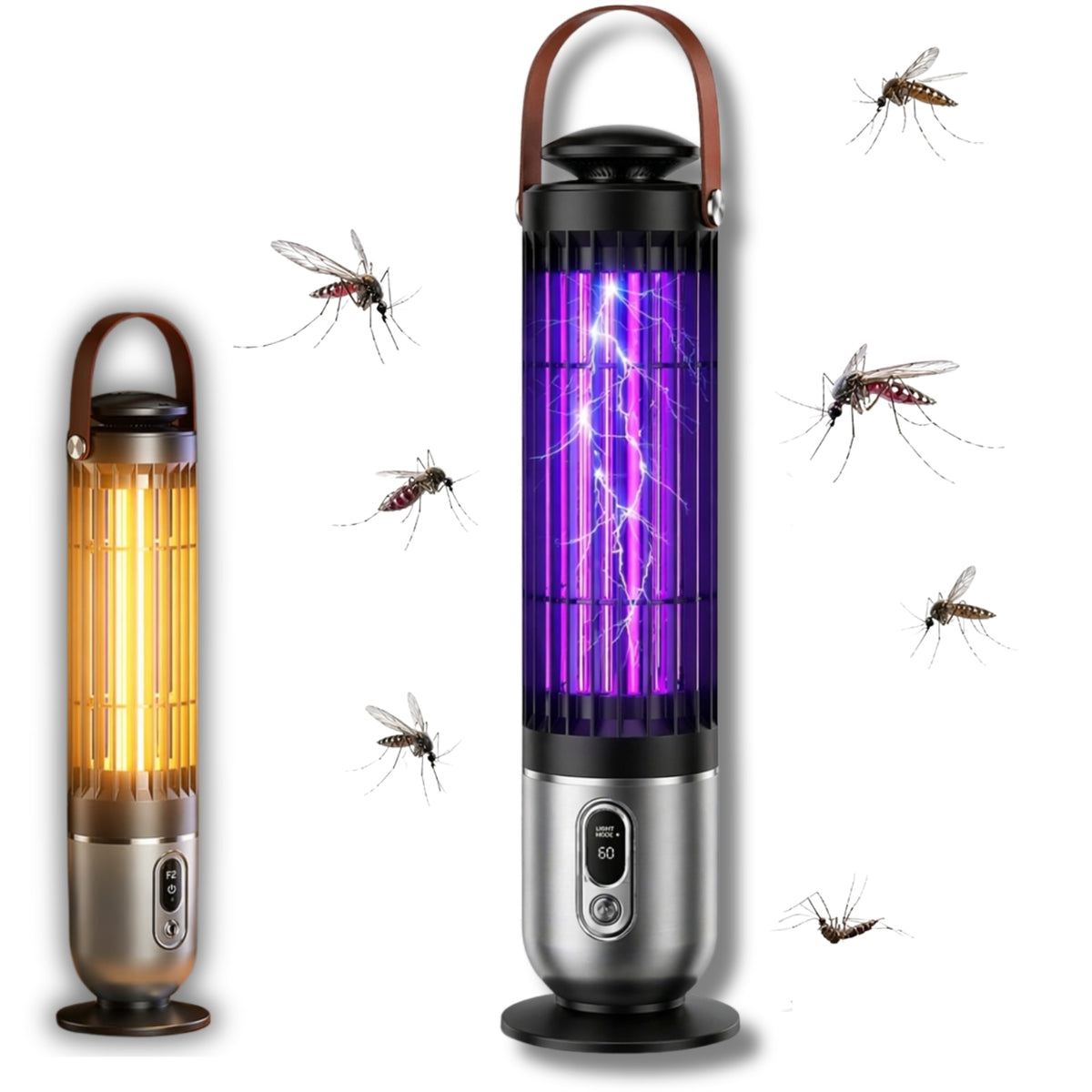 Lampă Anti-Țânțari UV 2 în 1 cu Lumină de Noapte, 20W, Grilă 2000V, Acumulator 4000 mAh