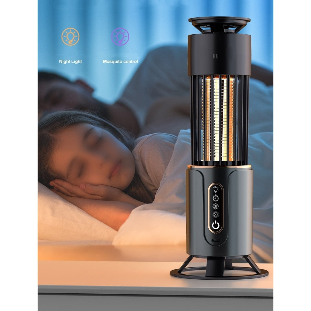 Lampă Anti-Țânțari Reîncărcabilă USB cu Iluminare și 3 Temporizatoare, 1200 mAh, Albastră
