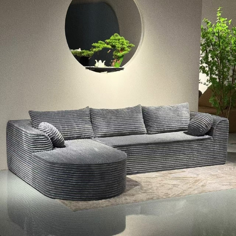 Canapea Colțar în L cu 3 Perne Mari și 2 Mici, Fără Asamblare, 275 x 175 x 70 cm, Gri