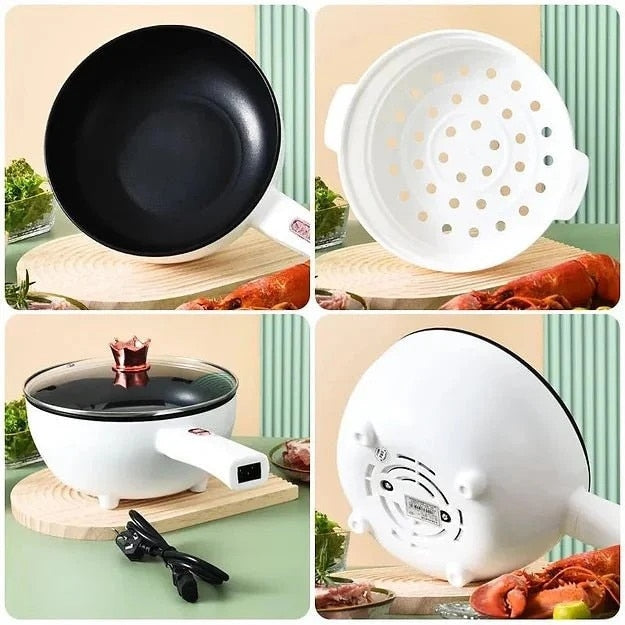 Tigaie Electrică Multifuncțională 3L, 26 cm, cu Capac și Suprafață Antiaderentă