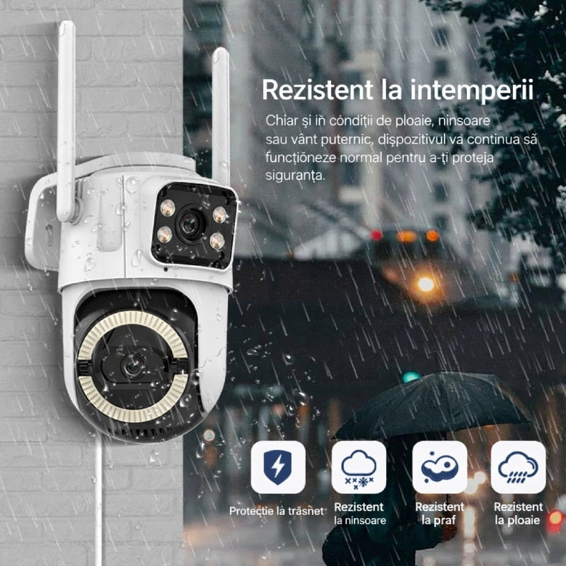 Cameră de Supraveghere Wi-Fi 6MP, IP66, Vedere Nocturnă Color și Urmărire Automată