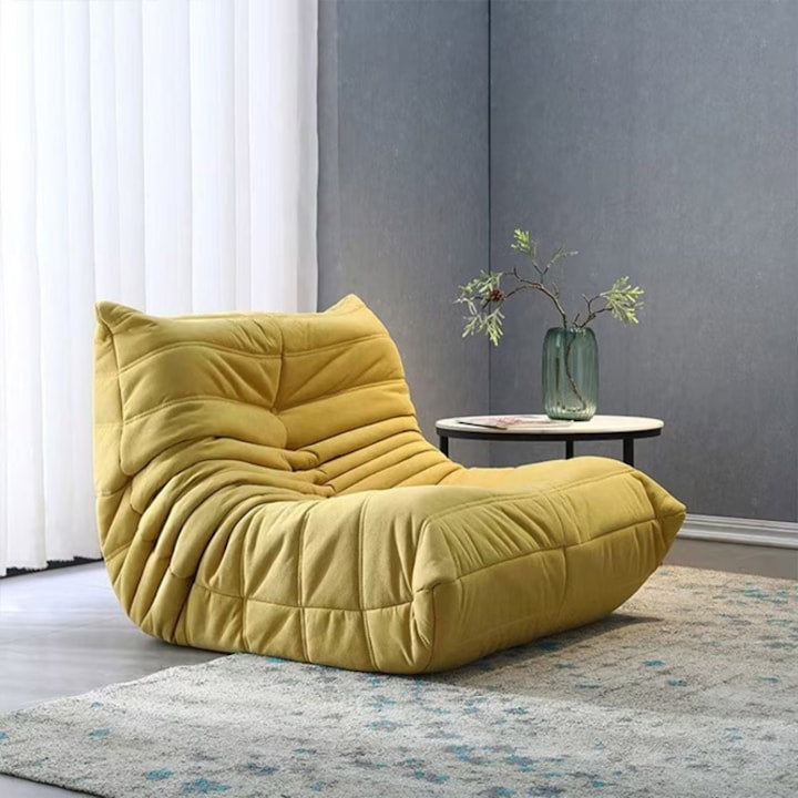 Fotoliu Tip Puf Ergonomic cu Spumă de Înaltă Densitate, 80 x 100 x 70 cm, Galben Muștar