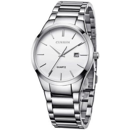 Ceas barbatesc Slim Line curea metalica afisare data