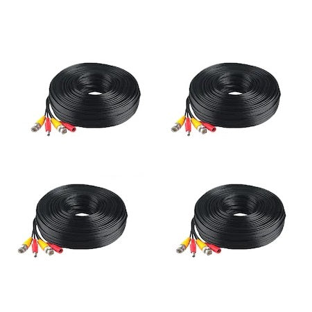 Set 4 cabluri BNC-DC, 15m lungime video si alimentare pentru camere de supraveghere CCTV