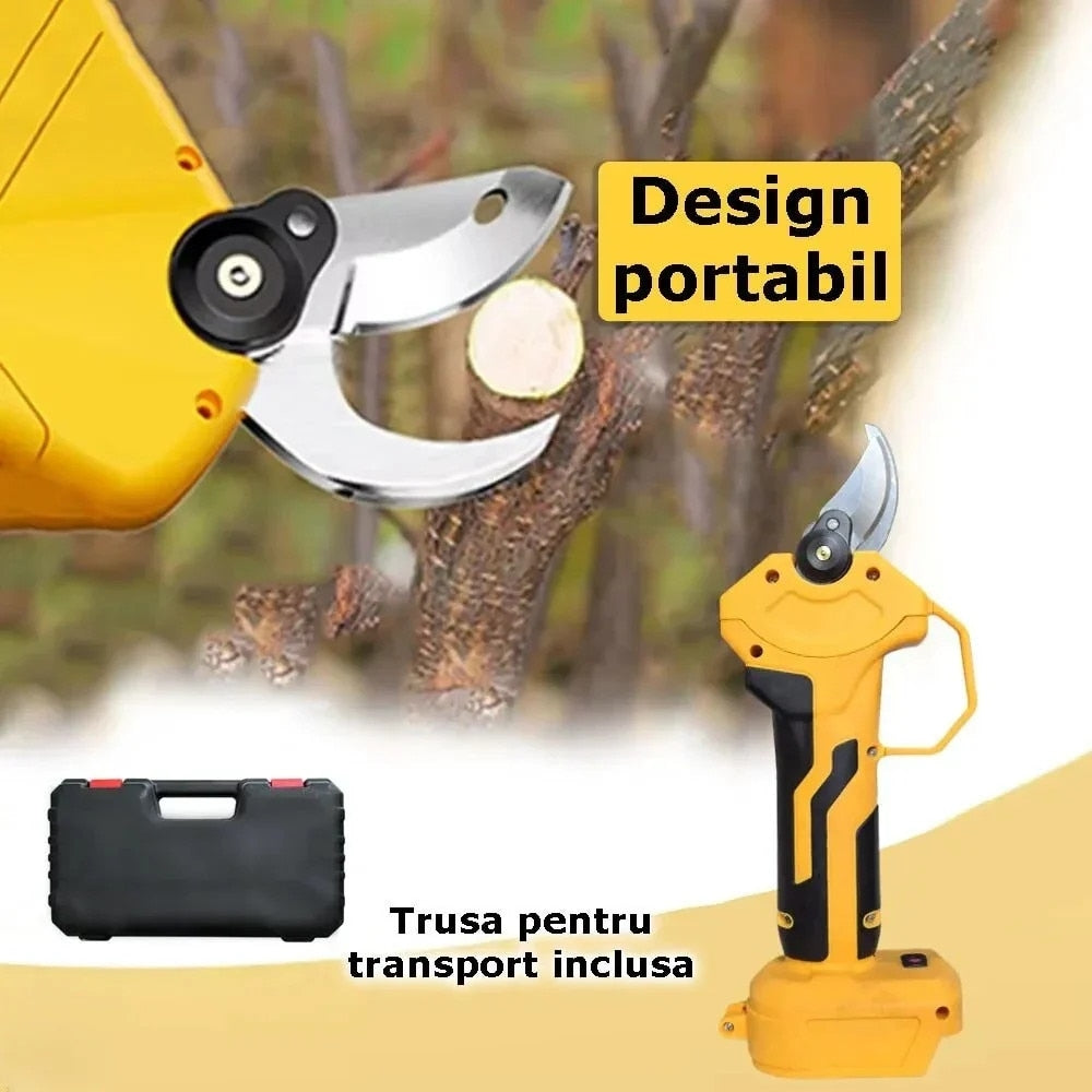 Foarfecă Electrică de Grădină cu Acumulator, pentru Tăiat Crengi, Vie și Pomi