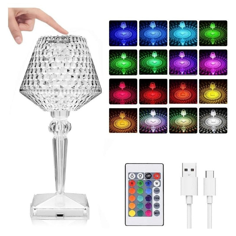 Veioză LED Reîncărcabilă USB cu 16 Culori RGB, Control Tactil și Telecomandă