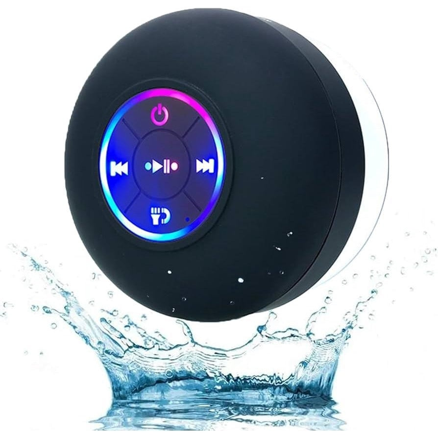 Boxă Bluetooth cu Ventuză și Lumini RGB, Rezistentă la Stropi IPX4, cu Microfon