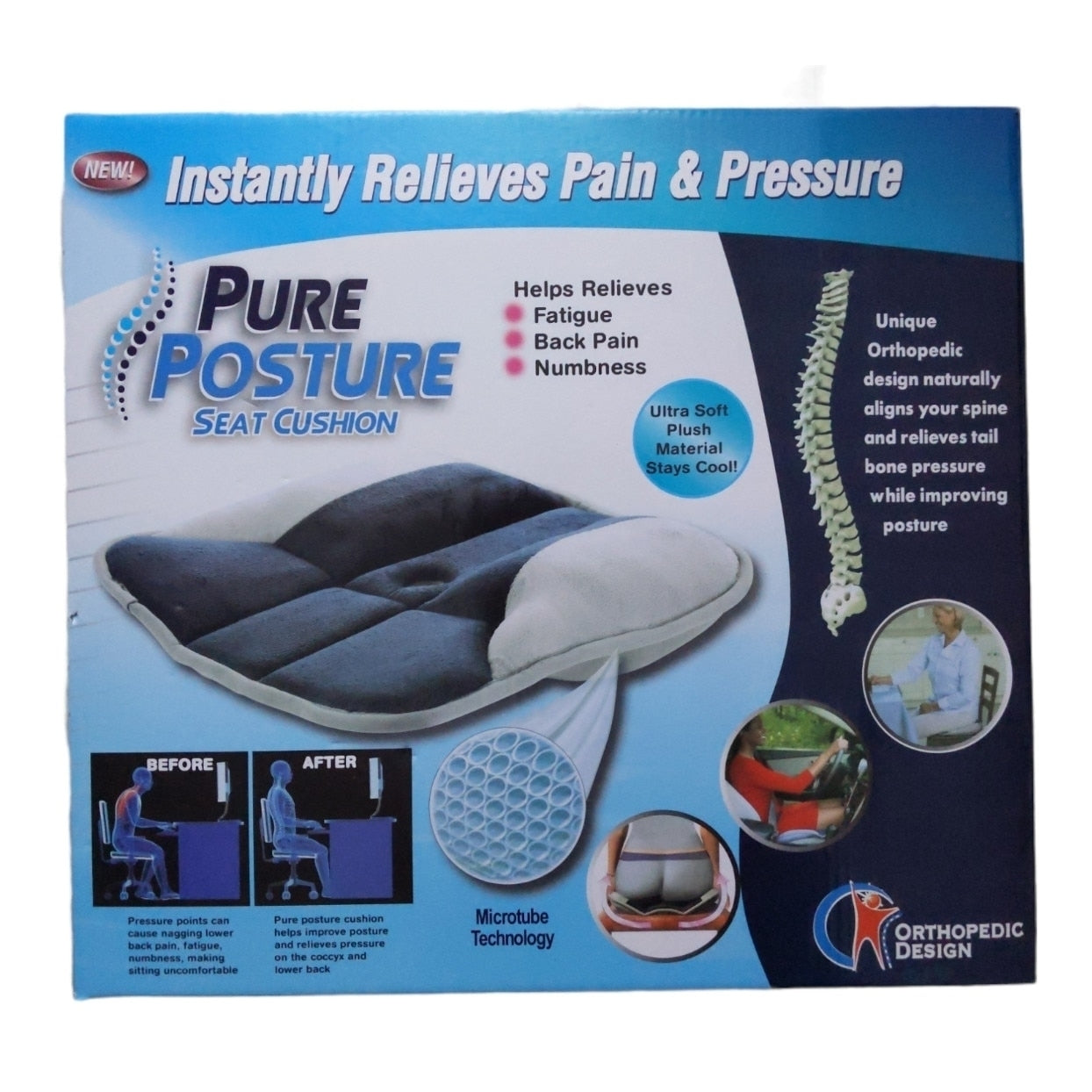 Perna pentru asezut portabila, ortopedica 40x35 cm Pure Posture